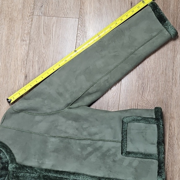 Anne Klein Moss Green Plush Faux Suede & Faux Fur Lined Jacket Coat - Picture 15 of 16